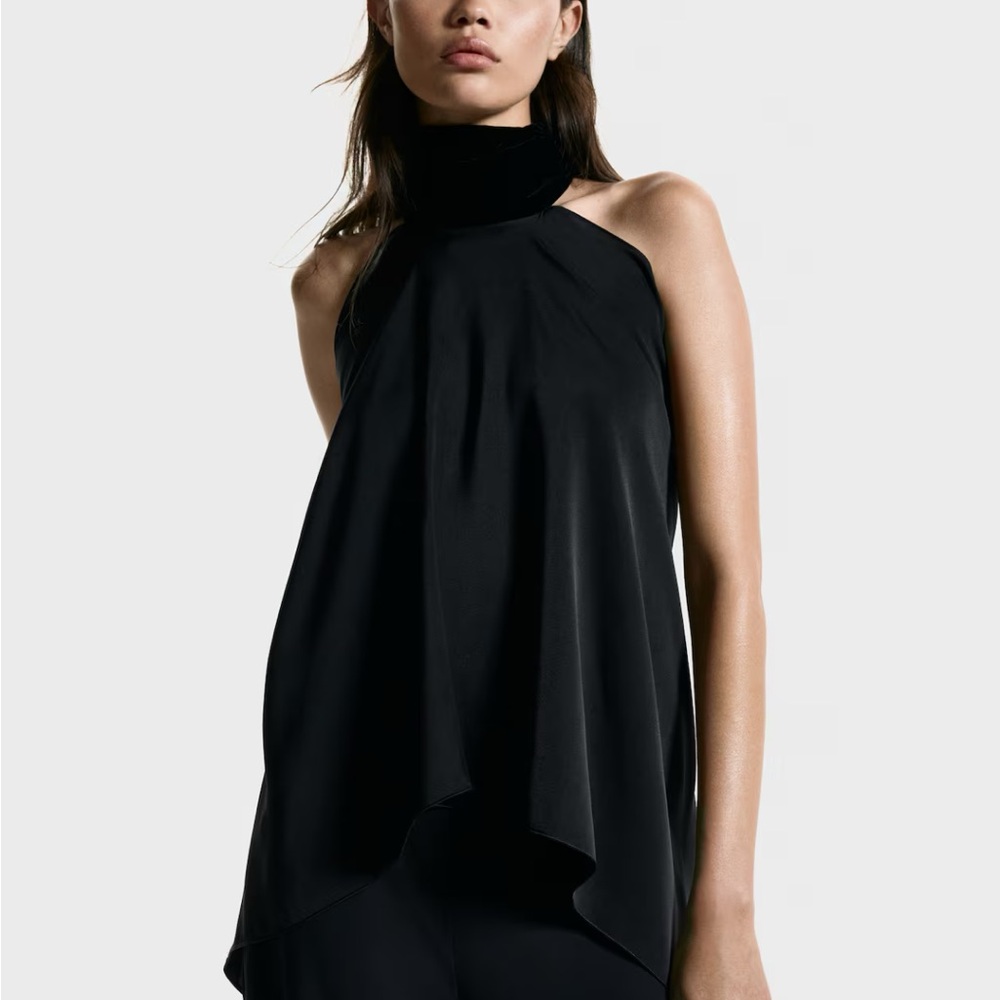 Scarf-Collar Halterneck Top
